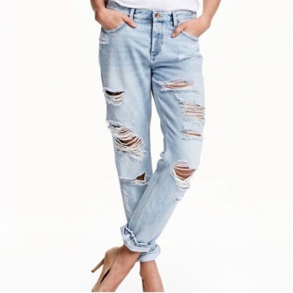 Boyfriend Low Waist Distressed Jeans